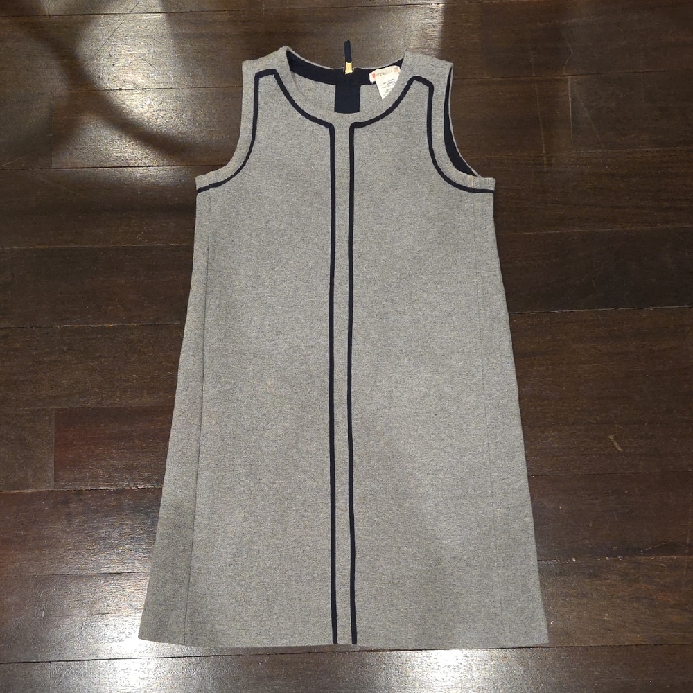 GIRL'S J. CREW CREWCUTS GREY & NAVY BLUE DRESS SZ 10 $90